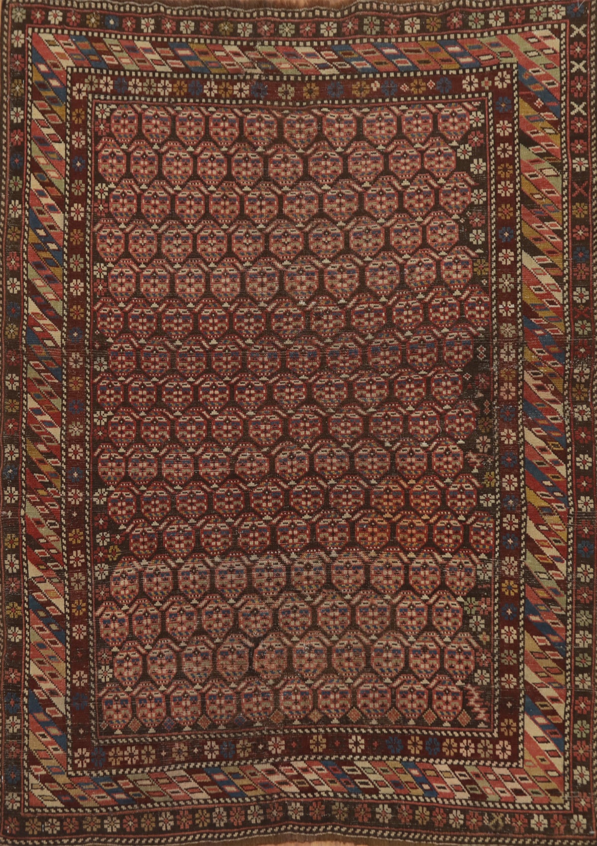 Pre-1900 Antique Kazak Vegetable Dye Rug 4x4