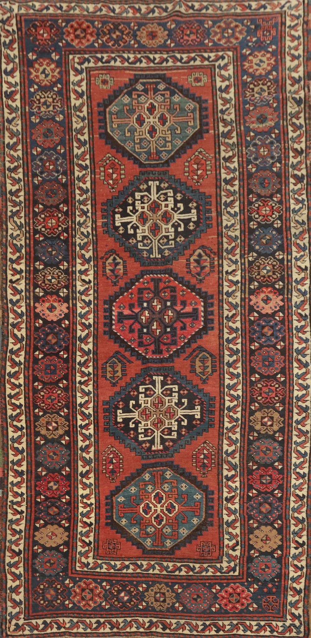 Pre-1900 Antique Vegetable Dye Kazak Oriental Rug 4x8