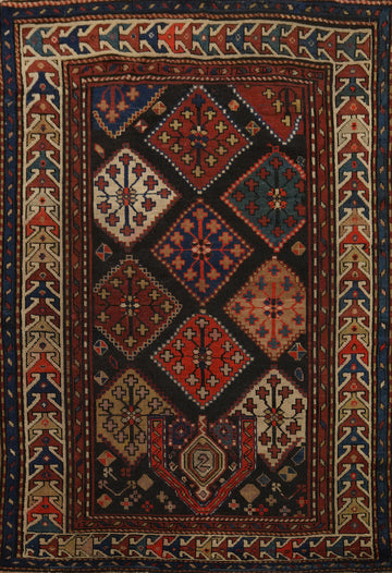Pre-1900 Antique Vegetable Dye Kazak Oriental Rug 4x5