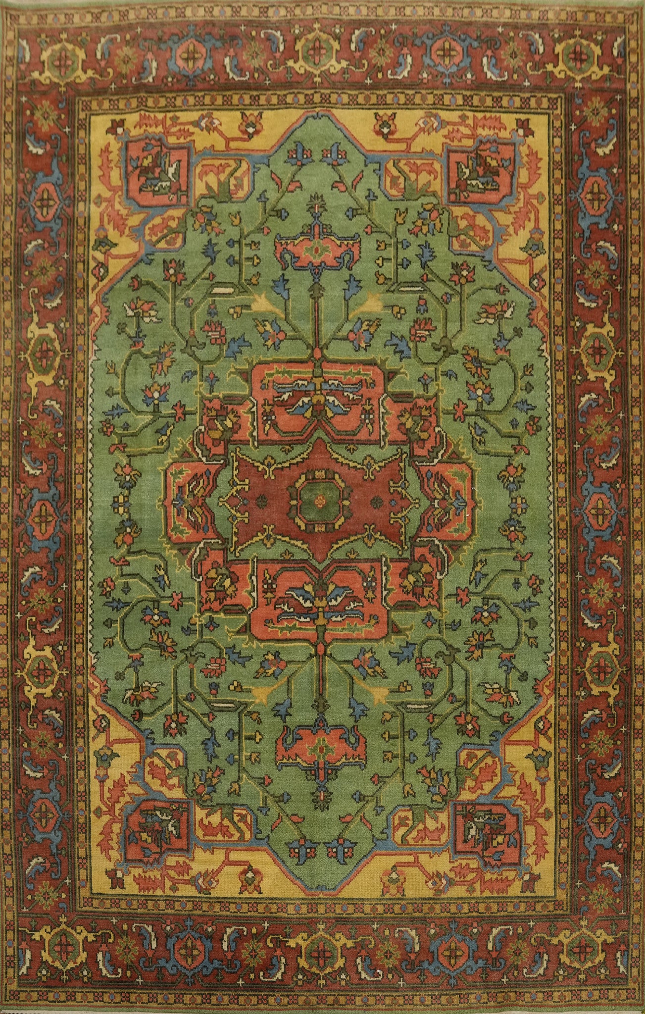 Green Heriz Serapi Living Room Area Rug 9x12