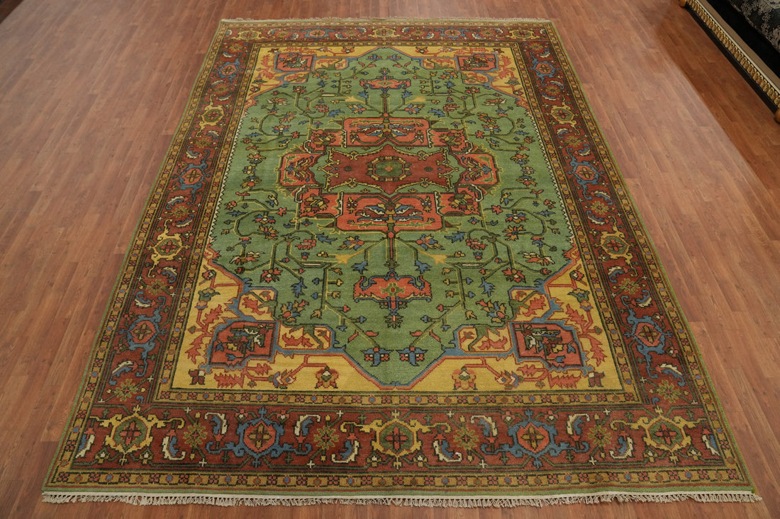 Green Heriz Serapi Living Room Area Rug 9x12