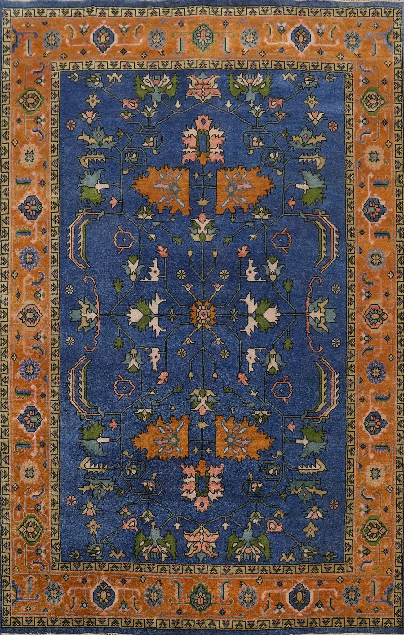 Blue Handmade Oushak Living Room Area Rug 9x12