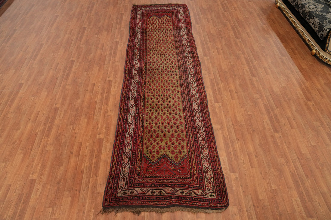 Antique Vegetable Dye Kurdish Persian Runner Rug 4x14