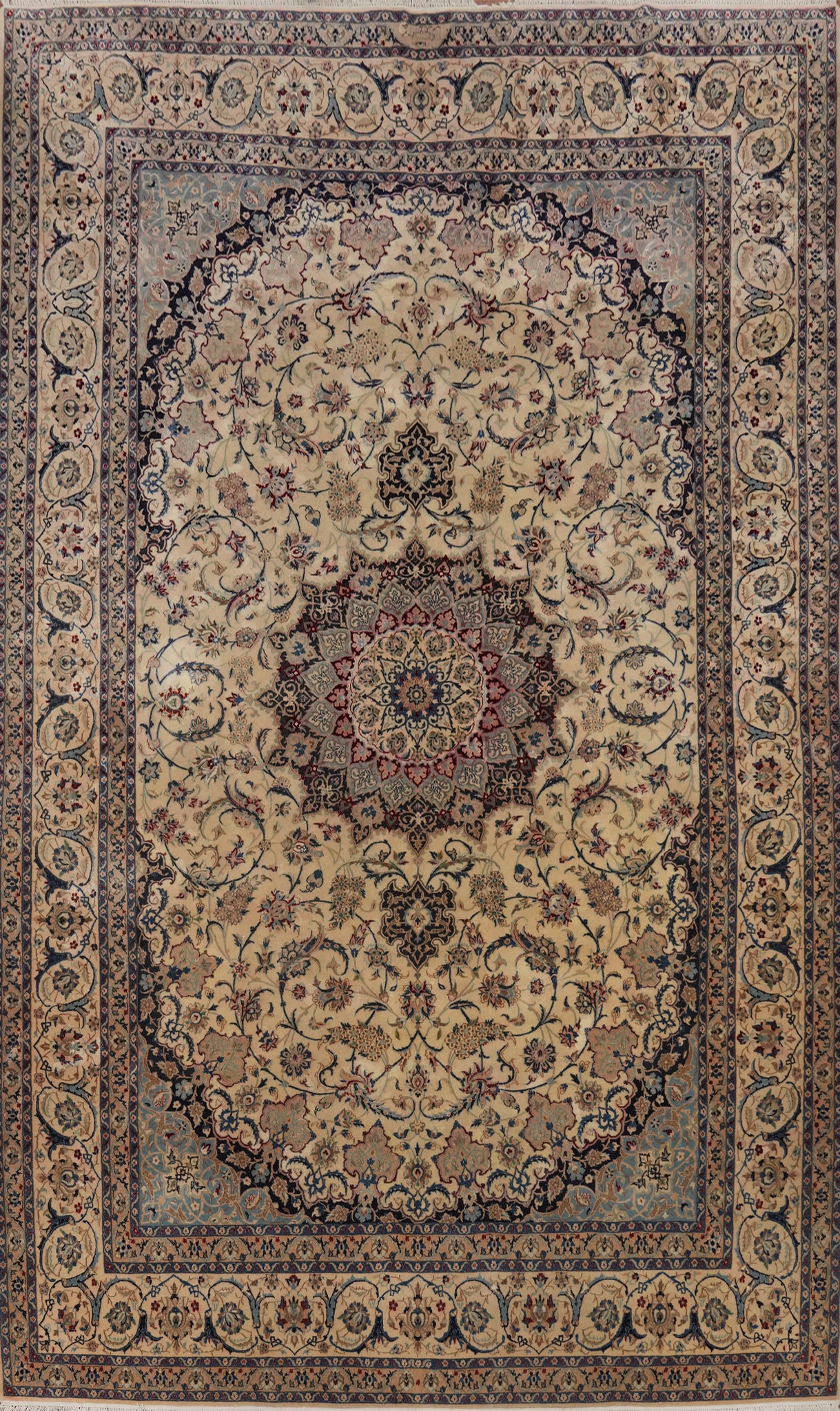 Antique Wool Nain Toodeshk Persian Area Rug 7x10