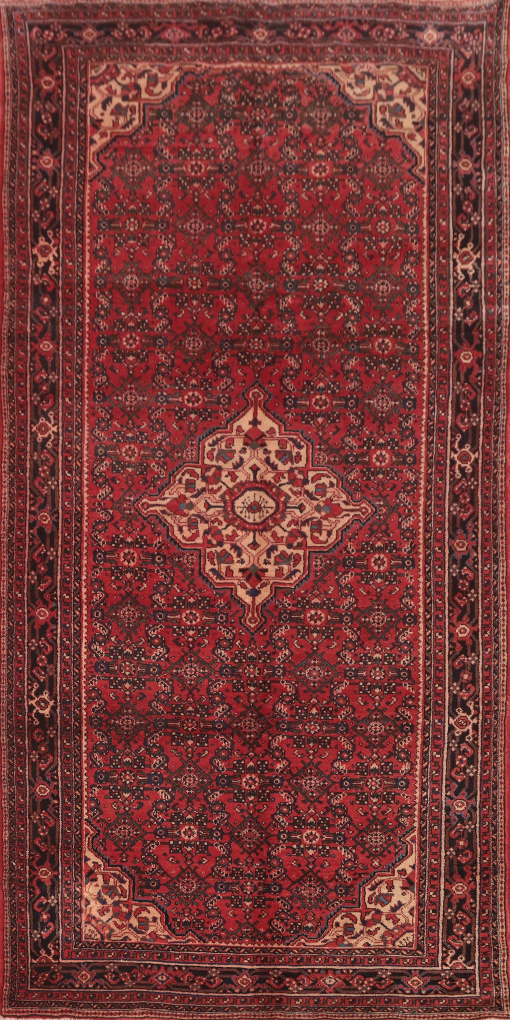 Vintage Geometric Hamedan Persian Area Rug 5x12
