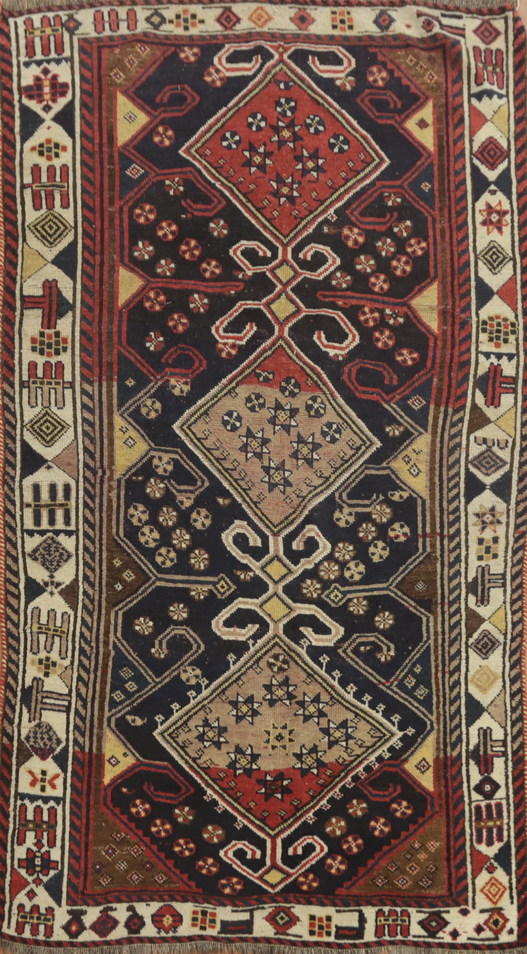 Antique Vegetable Dye Qashqai Persian Rug 4x7