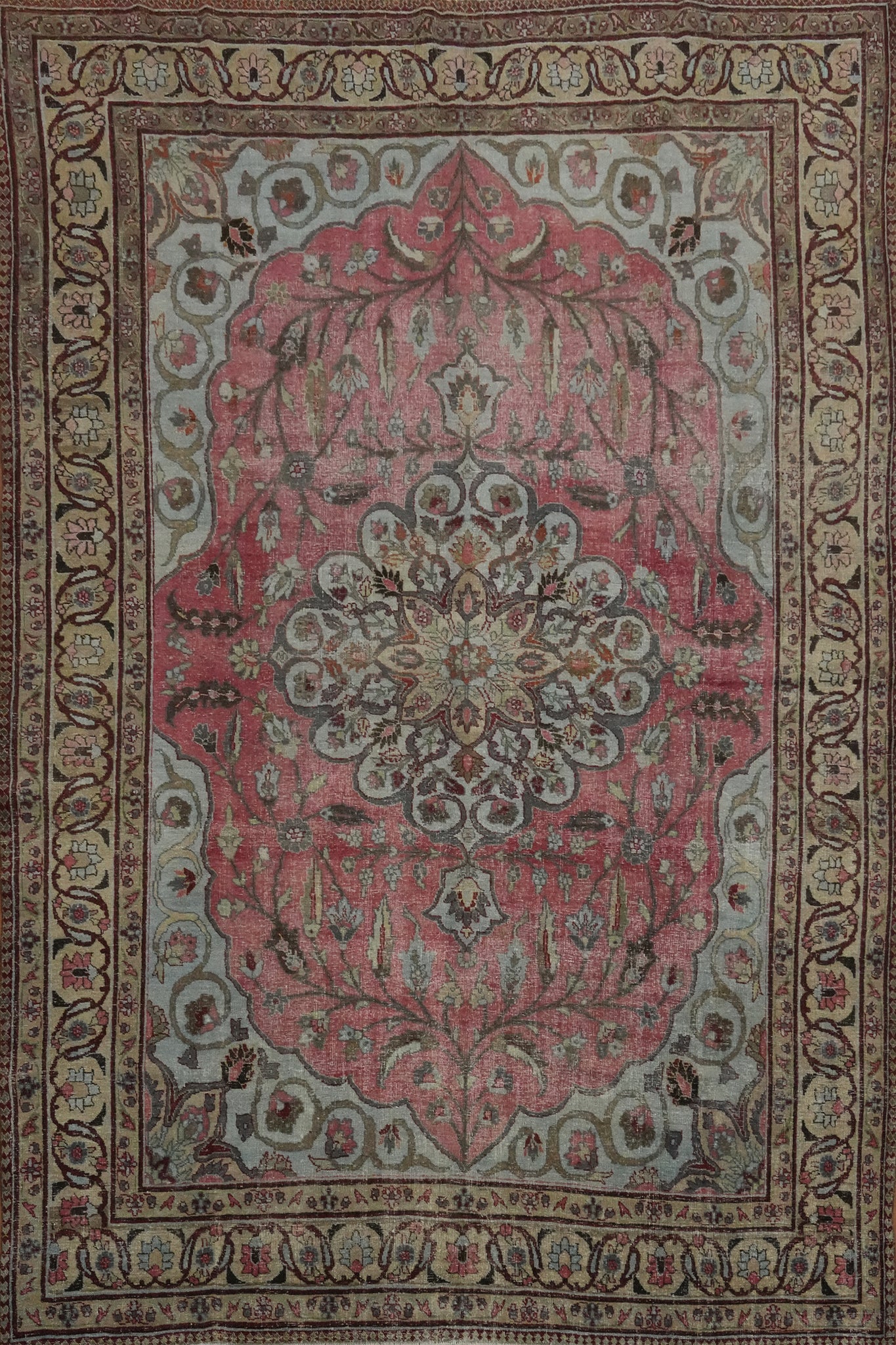 Antique Vegetable Dye Mashad Persian Area Rug 9x13