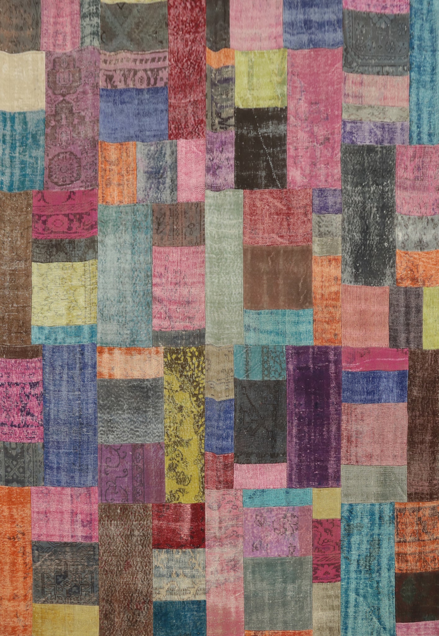 Multicolor Wool Patchwork Distressed Area Rug 8x10