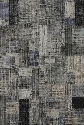 Distressed Wool Geometric Patchwork Area Rug 8x10