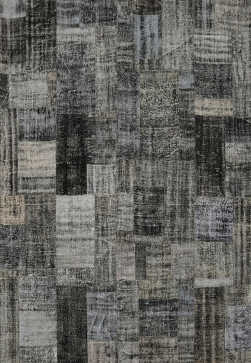 Distressed Wool Geometric Patchwork Area Rug 8x10