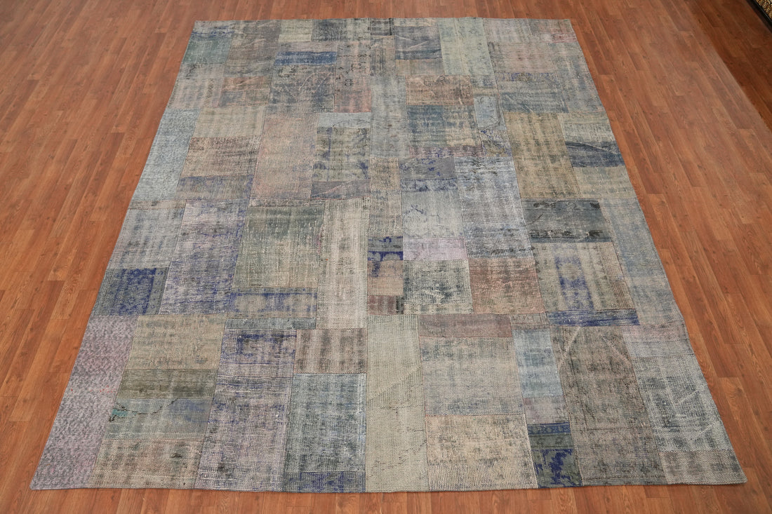 Handmade Wool Patchwork Distressed Area Rug 8x10