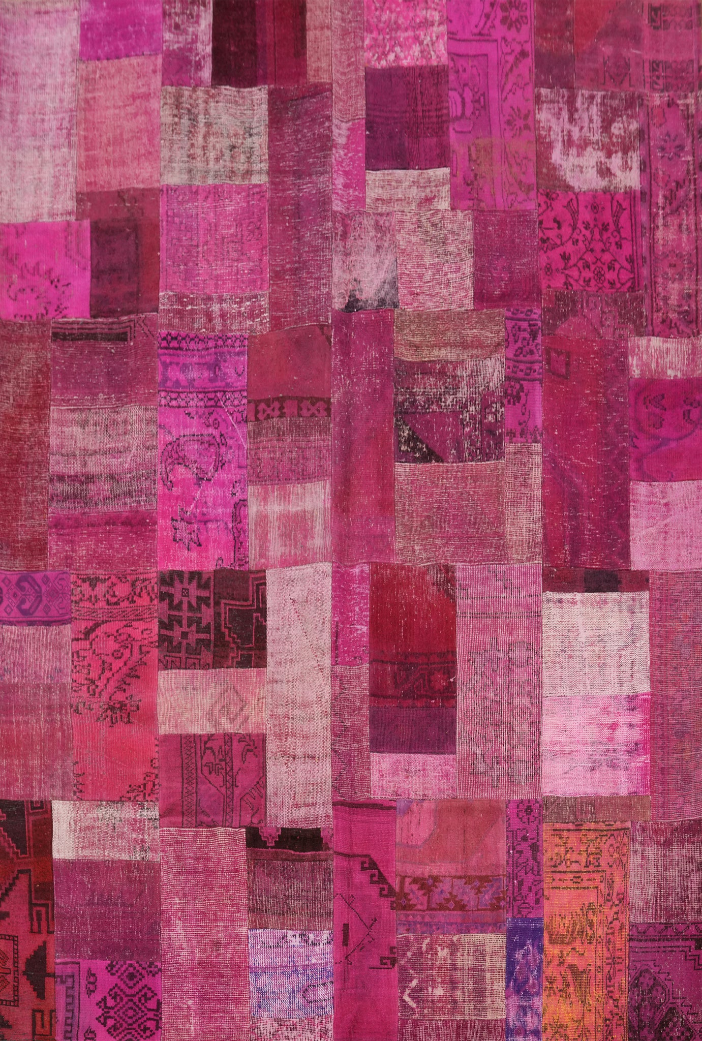 Distressed Wool Patchwork Area Rug 8x10