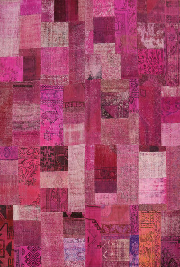 Distressed Wool Patchwork Area Rug 8x10