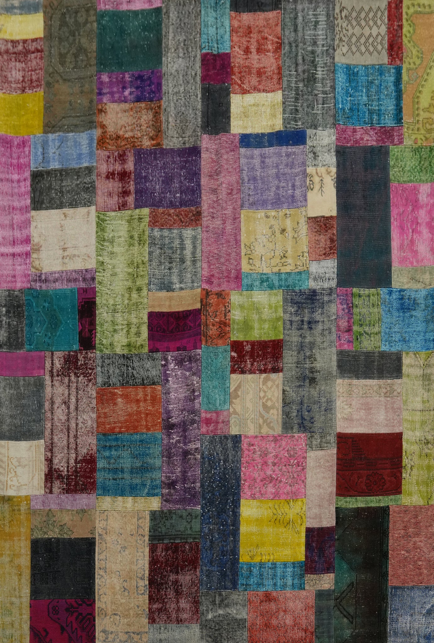 Multicolor Wool Patchwork Distressed Area Rug 8x10