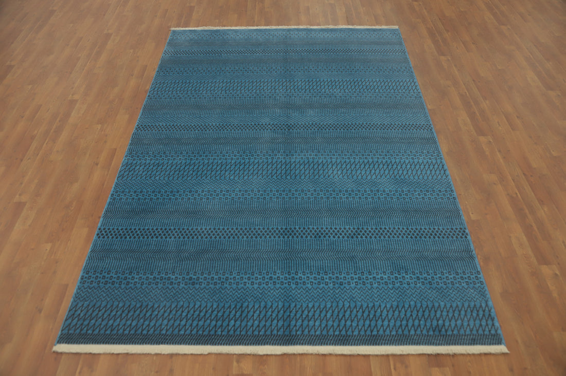Blue Geometric Gabbeh Living Room Area Rug 6x9