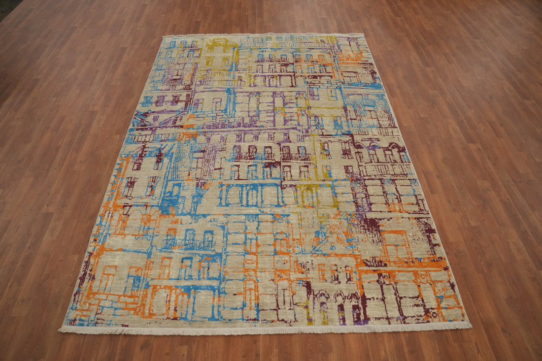 Pictorial Gabbeh Living Room Area Rug 6x9