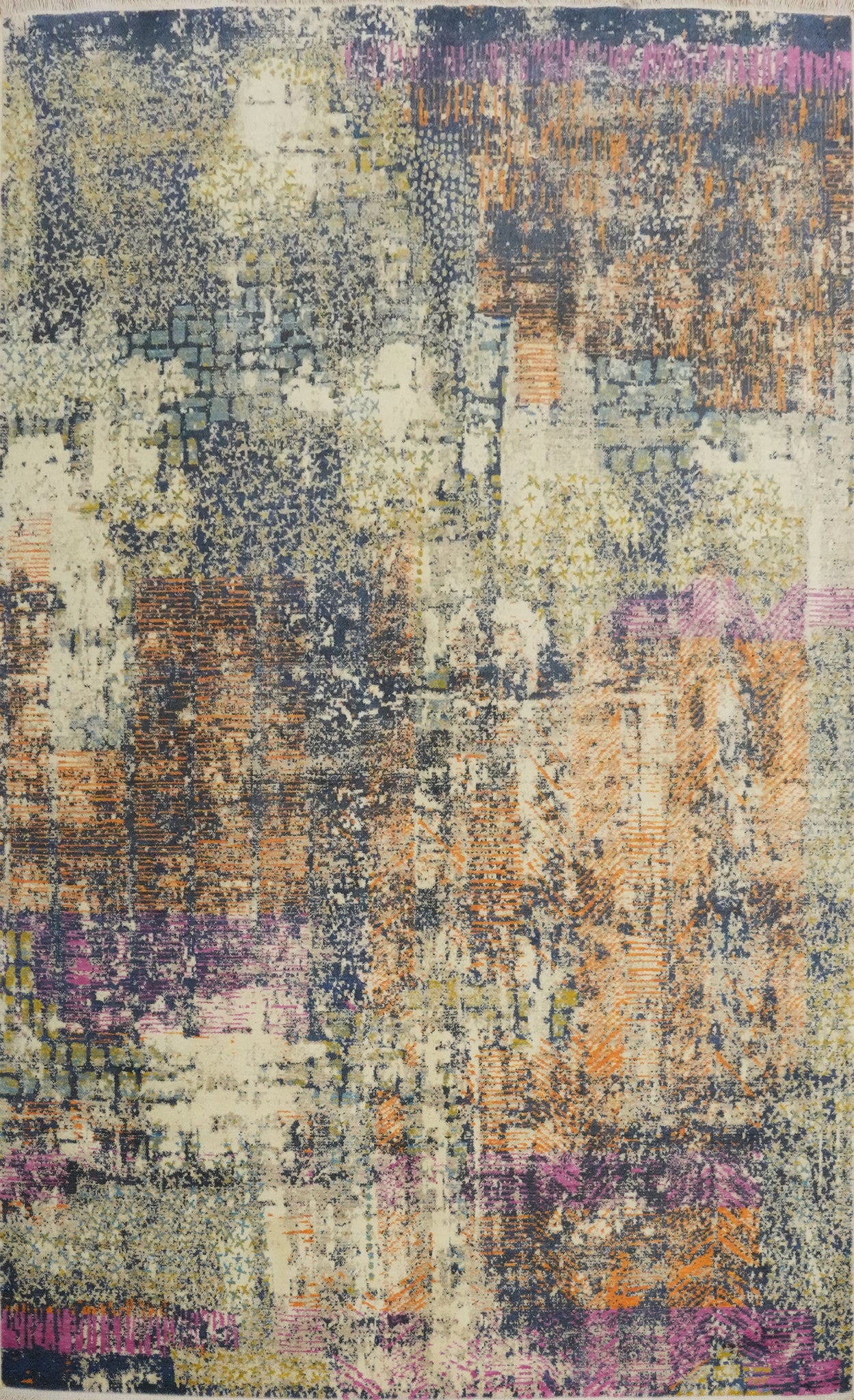Distressed Look Abstract Area Rug 6x9
