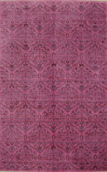 All-Over Pink Floral Gabbeh Room Size Area Rug 6x9