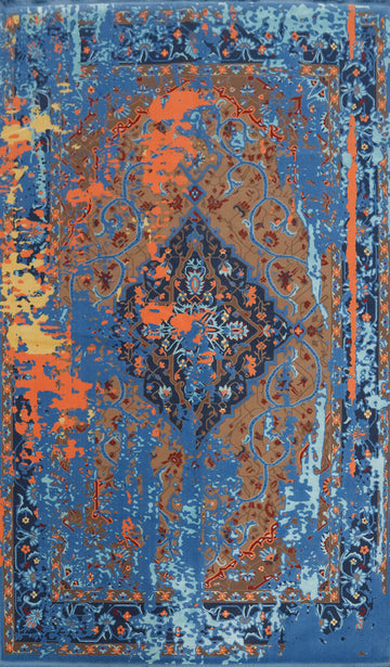 Distressed Look Heriz Room Size Area Rug 6x9