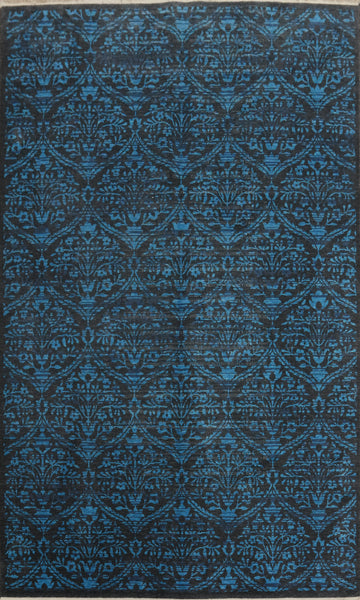 Black & Blue Gabbeh Room Size Area Rug 6x9