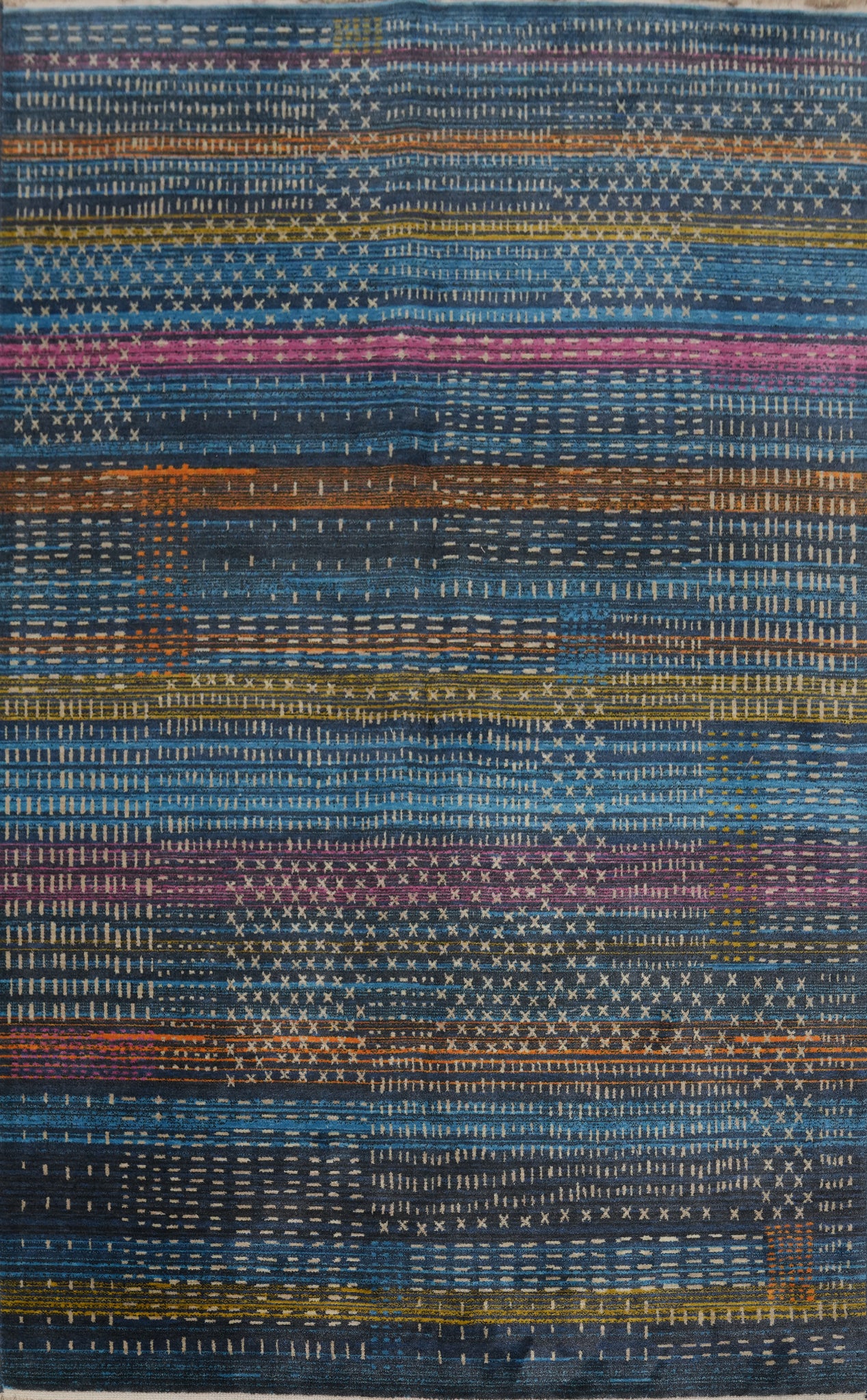 Striped Wool Gabbeh Room Size Area Rug 6x9