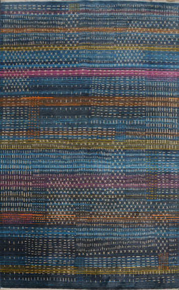 Striped Wool Gabbeh Room Size Area Rug 6x9