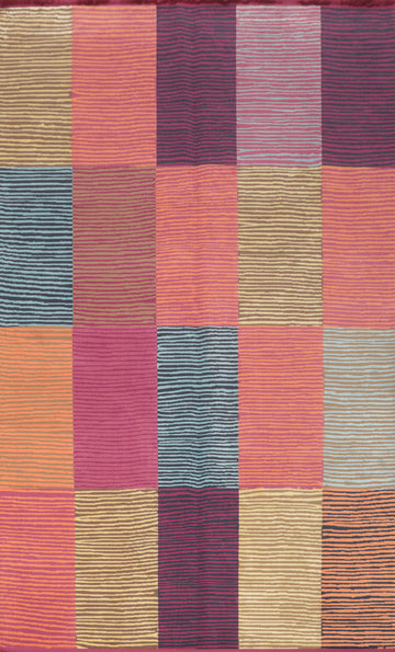 Colorful Checkered Gabbeh Modern Area Rug 6x9