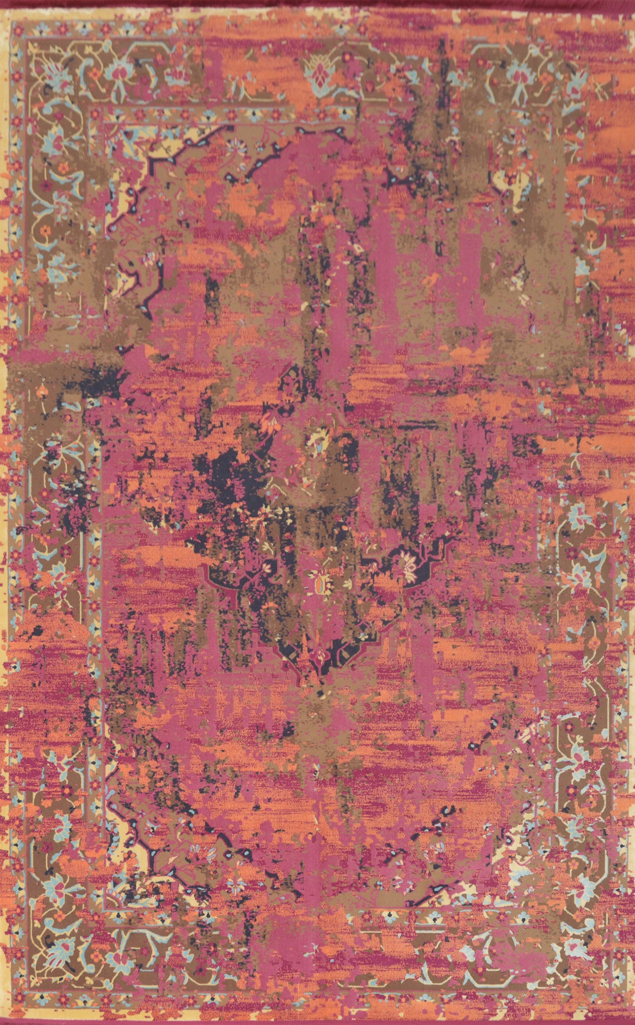 Distressed Look Heriz Wool Area Rug 6x9