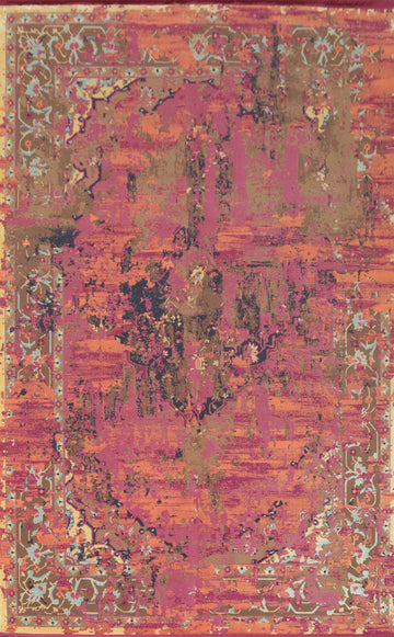 Distressed Look Heriz Wool Area Rug 6x9