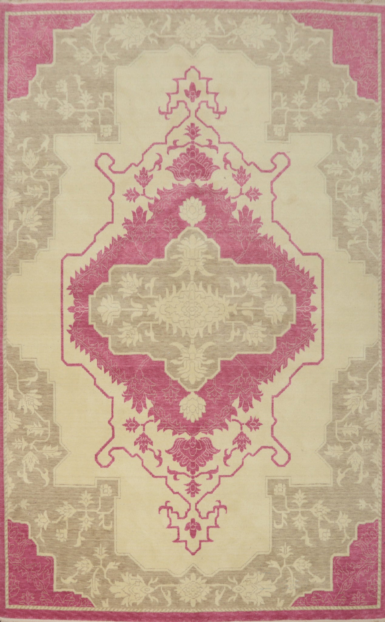 Geometric Wool Oushak Room Size Area Rug 6x9