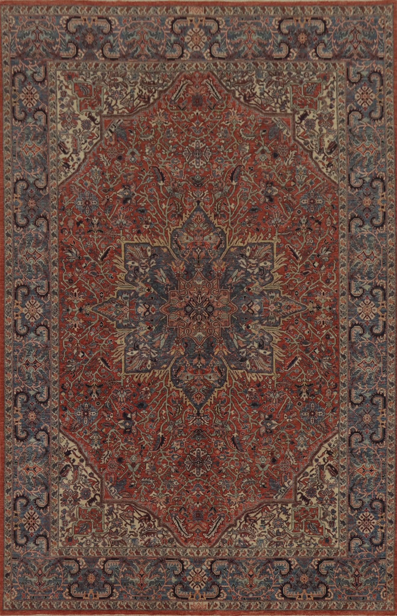 Vegetable Dye Sarouk Oriental Large Rug 10x14