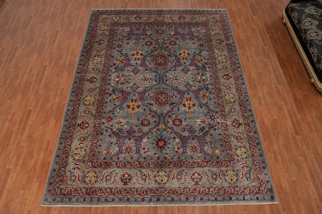 Blue Floral Ziegler Vegetable Dye Large Rug 10x14