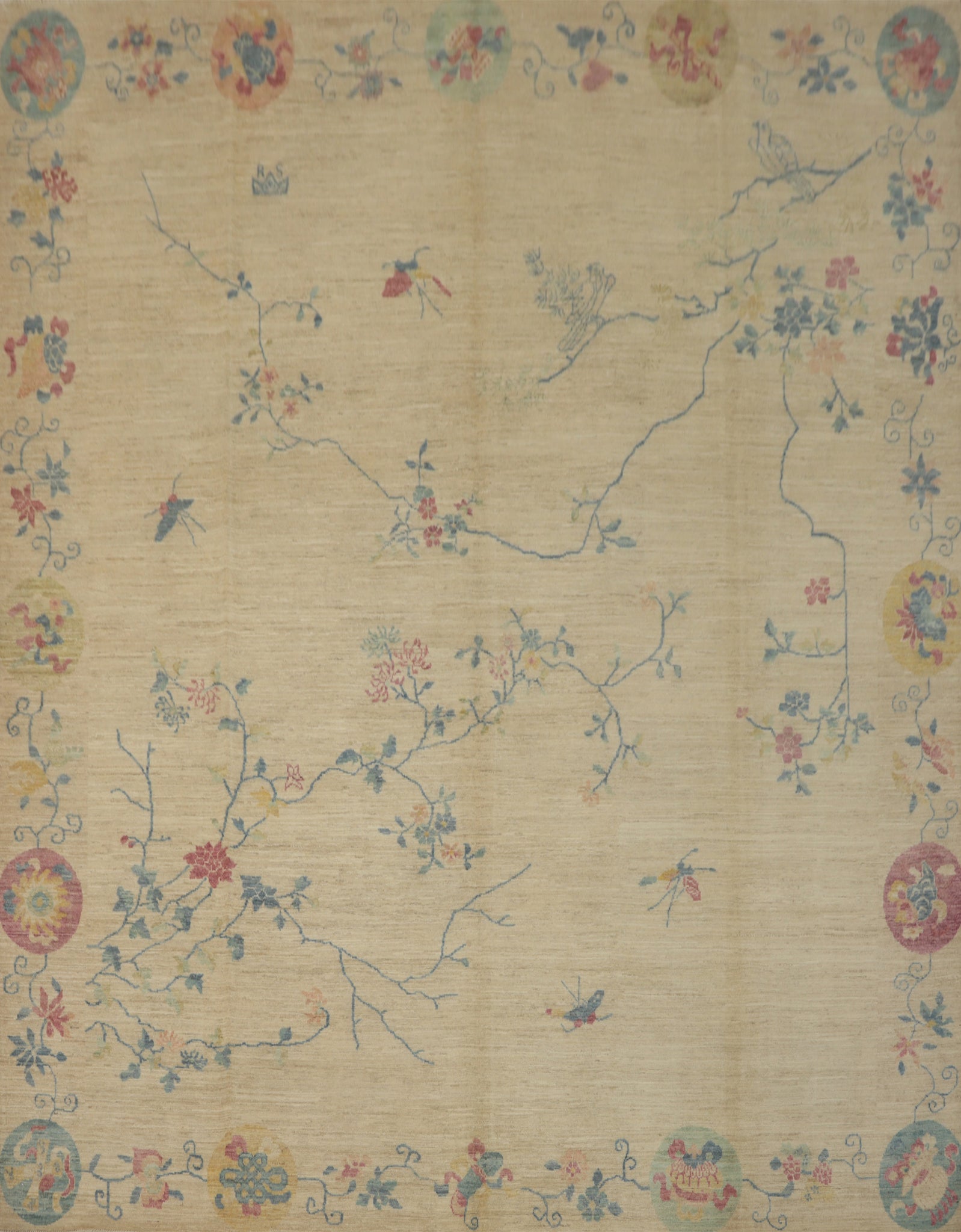 Vegetable Dye Art Deco Square Area Rug 10x10