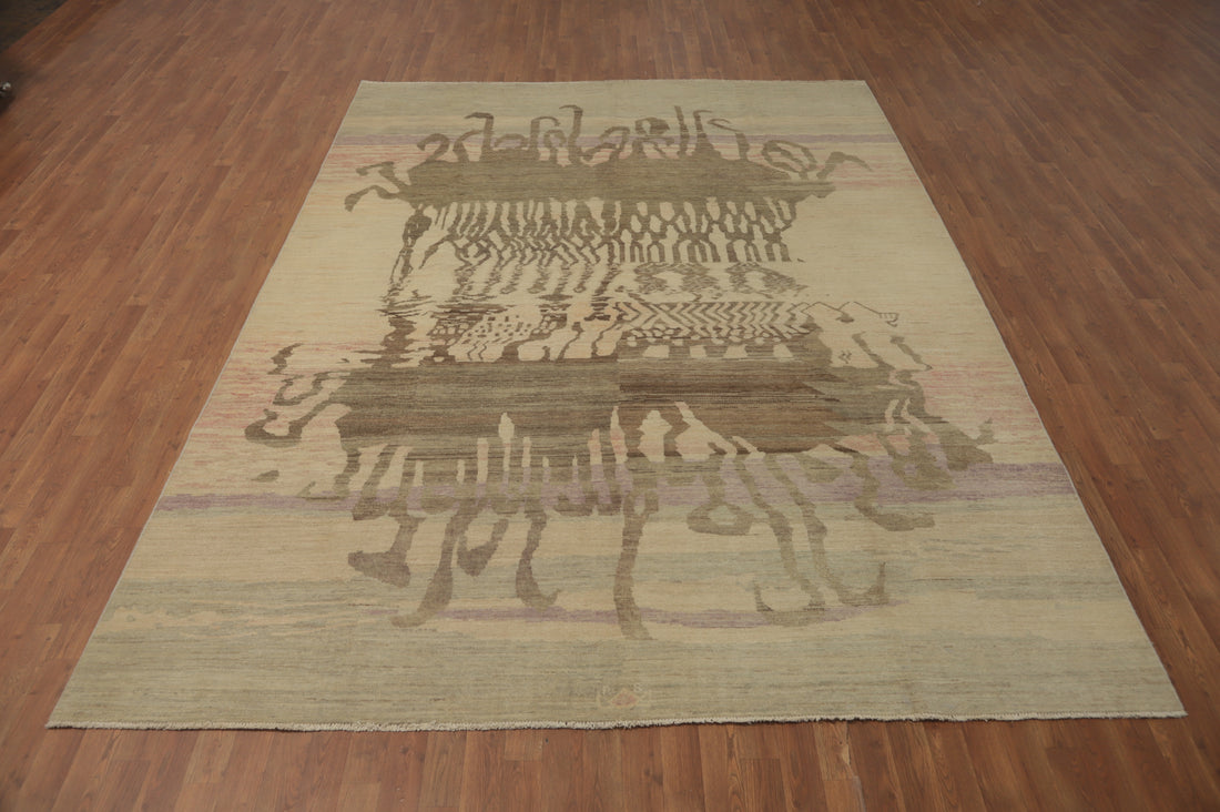 Animals Pictorial Art Deco Vegetable Dye Area Rug 8x11