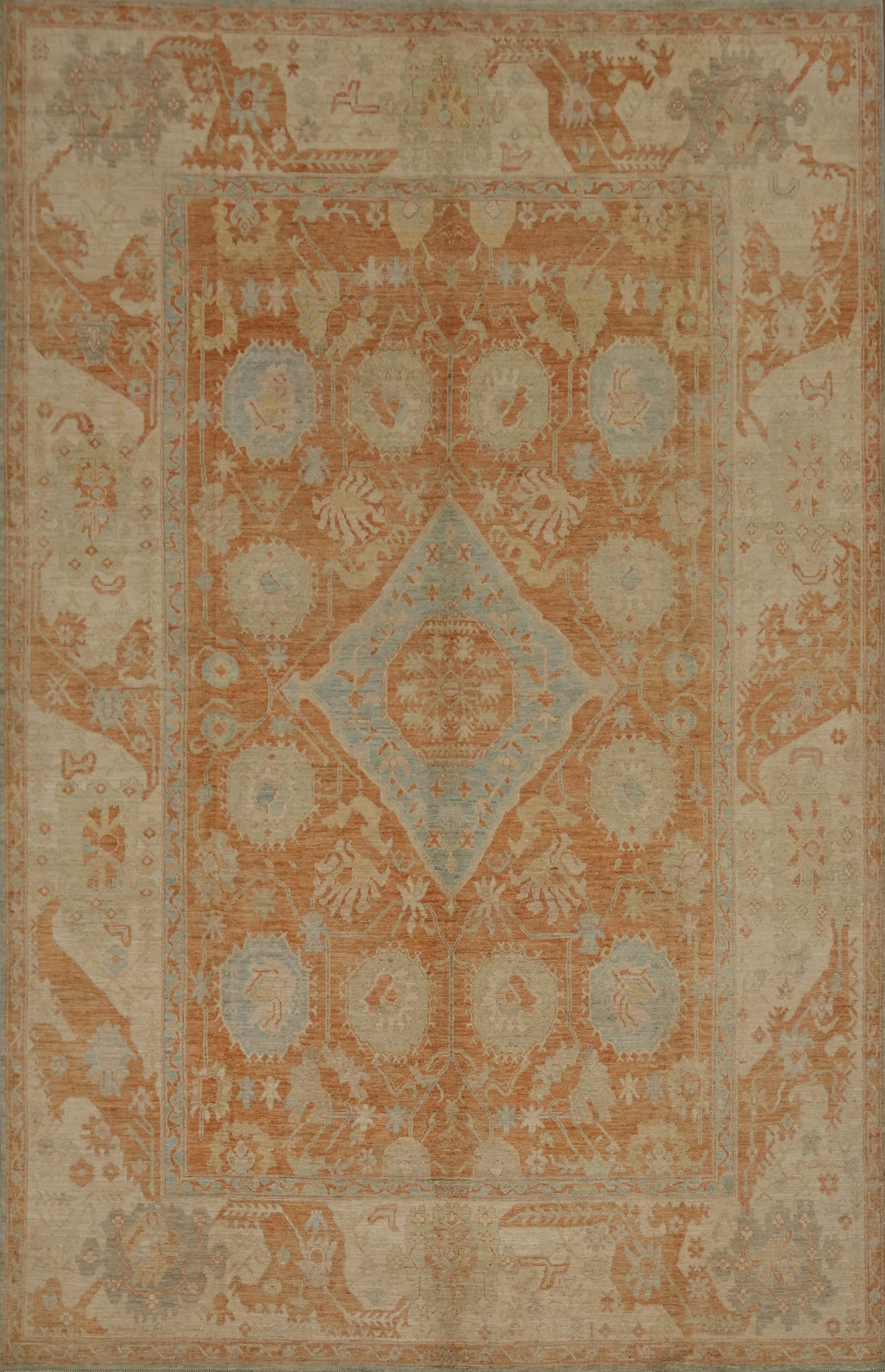 Vegetable Dye Oushak Oriental Large Rug 10x14