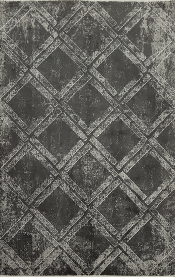 Classic Yet Contemporary Grey Lattice Rug 5x7