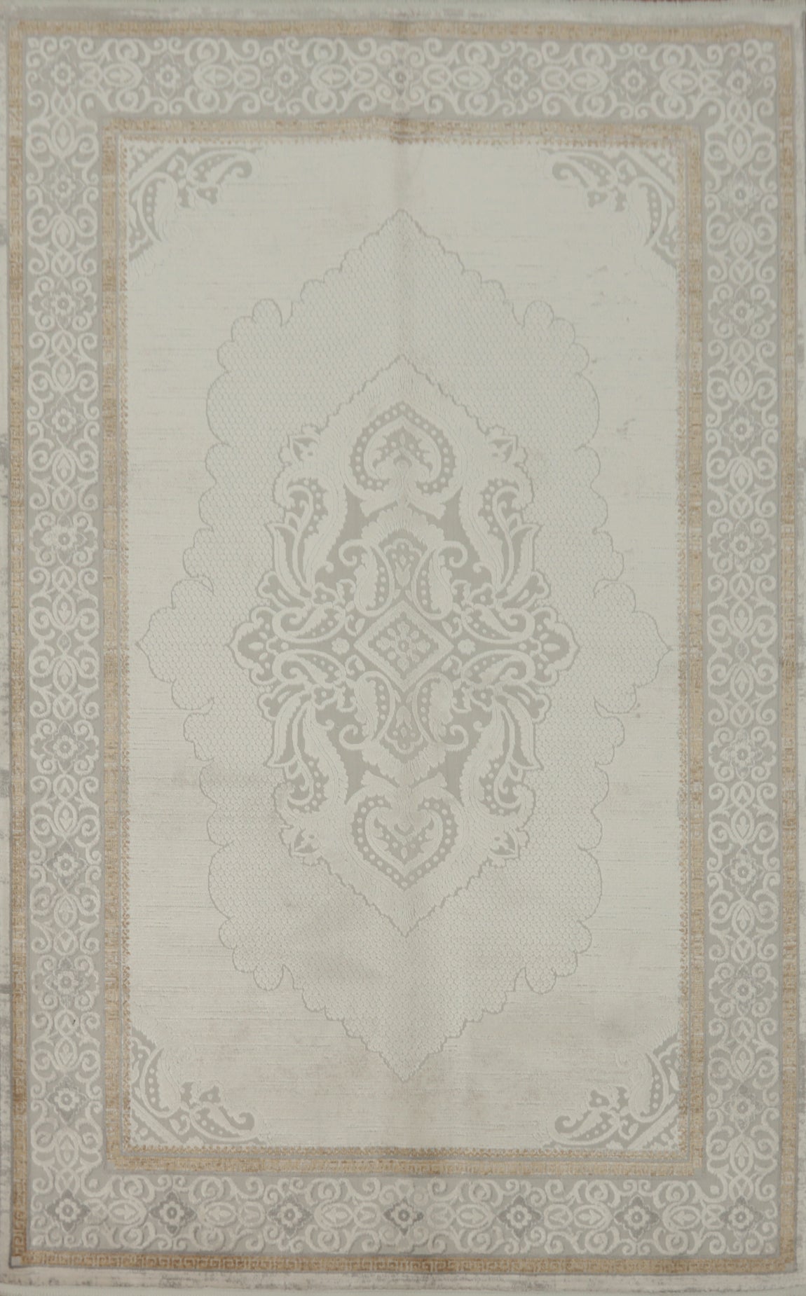 Elegant Beige and Ivory Traditional Patterned Rug 5x7