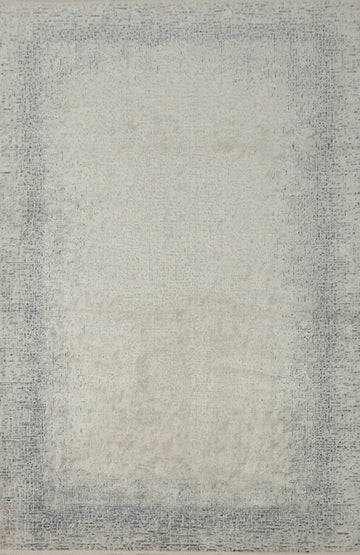 Distressed Style Beige Rug 5x7 with Intricate Blue Accents