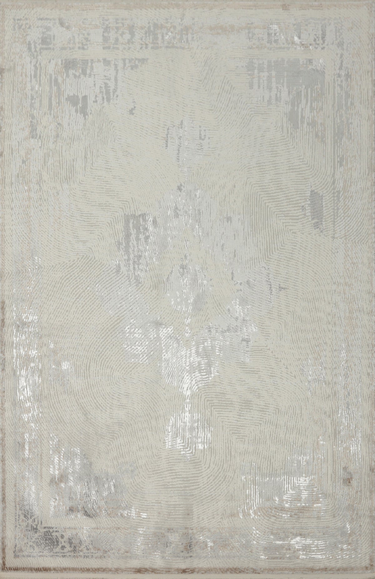 Traditional Ivory Medallion Distressed Look Rug 5x7