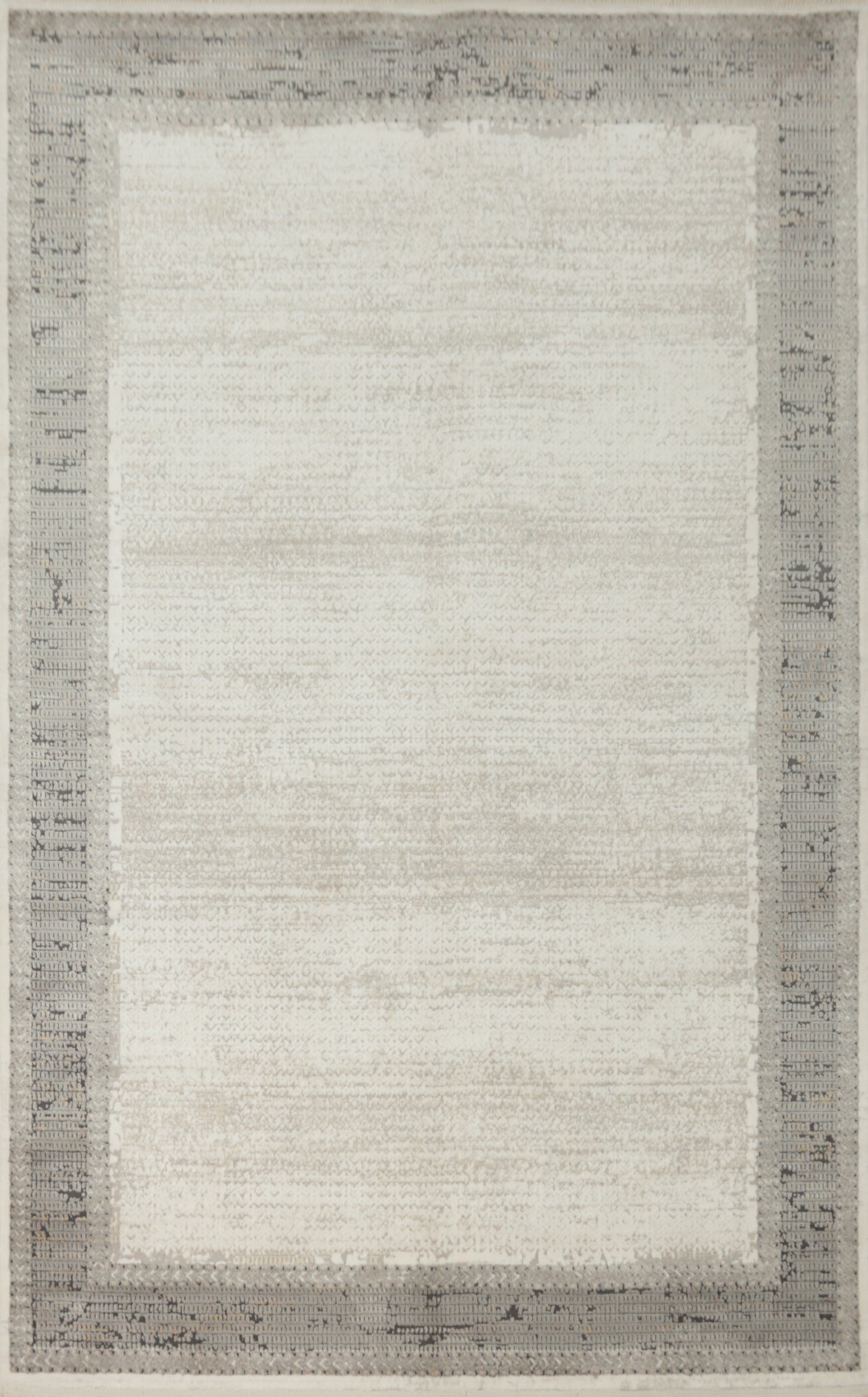 Modern Stylish Beige and Gray Bordered Rug 5x7