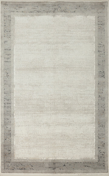 Modern Stylish Beige and Gray Bordered Rug 5x7