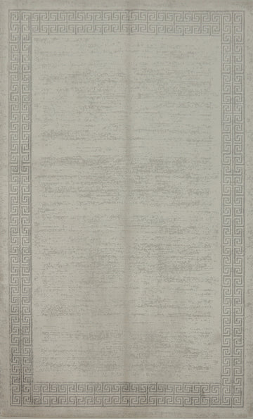 Contemporary Rug 5x7 Soft Gray with Decorative Border Design
