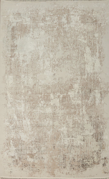 Neutral Toned Area Rug 5x8 with Rustic Distressed Look