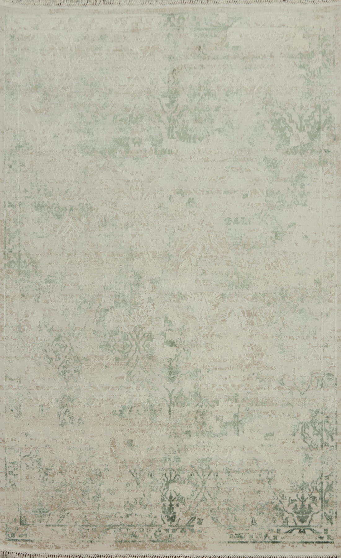Subtle Floral Patterns on a Light Distressed Look Rug 5x8