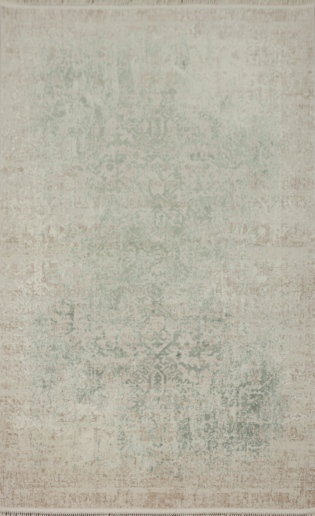 Timeless Elegance Beige & Green Distressed Look Motifs Rug 5x8