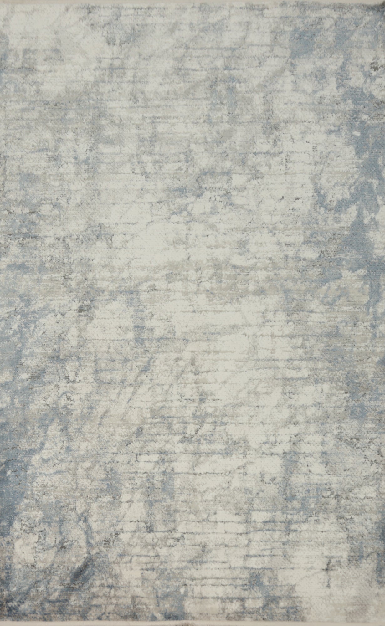 Elegant Modern Ivory & Blue Distressed Look Rug 5x7