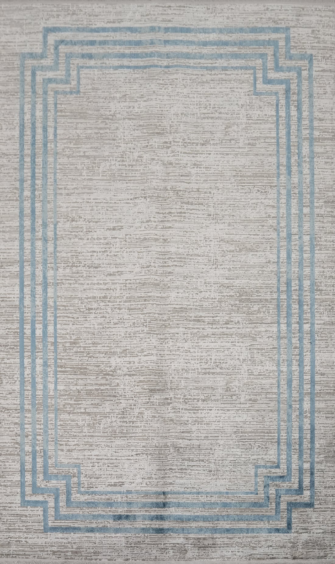 Stylish Geometric Rug with Blue Border Accent 5x7