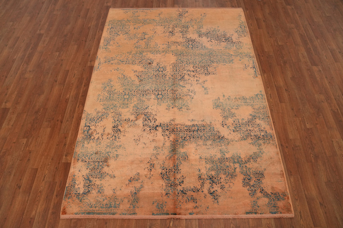 Chic Abstract Patterns on Soft Peach Tones Area Rug 5x7