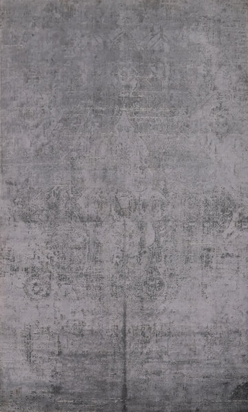Distressed Look Finish Elegant Grey Rug 5x7