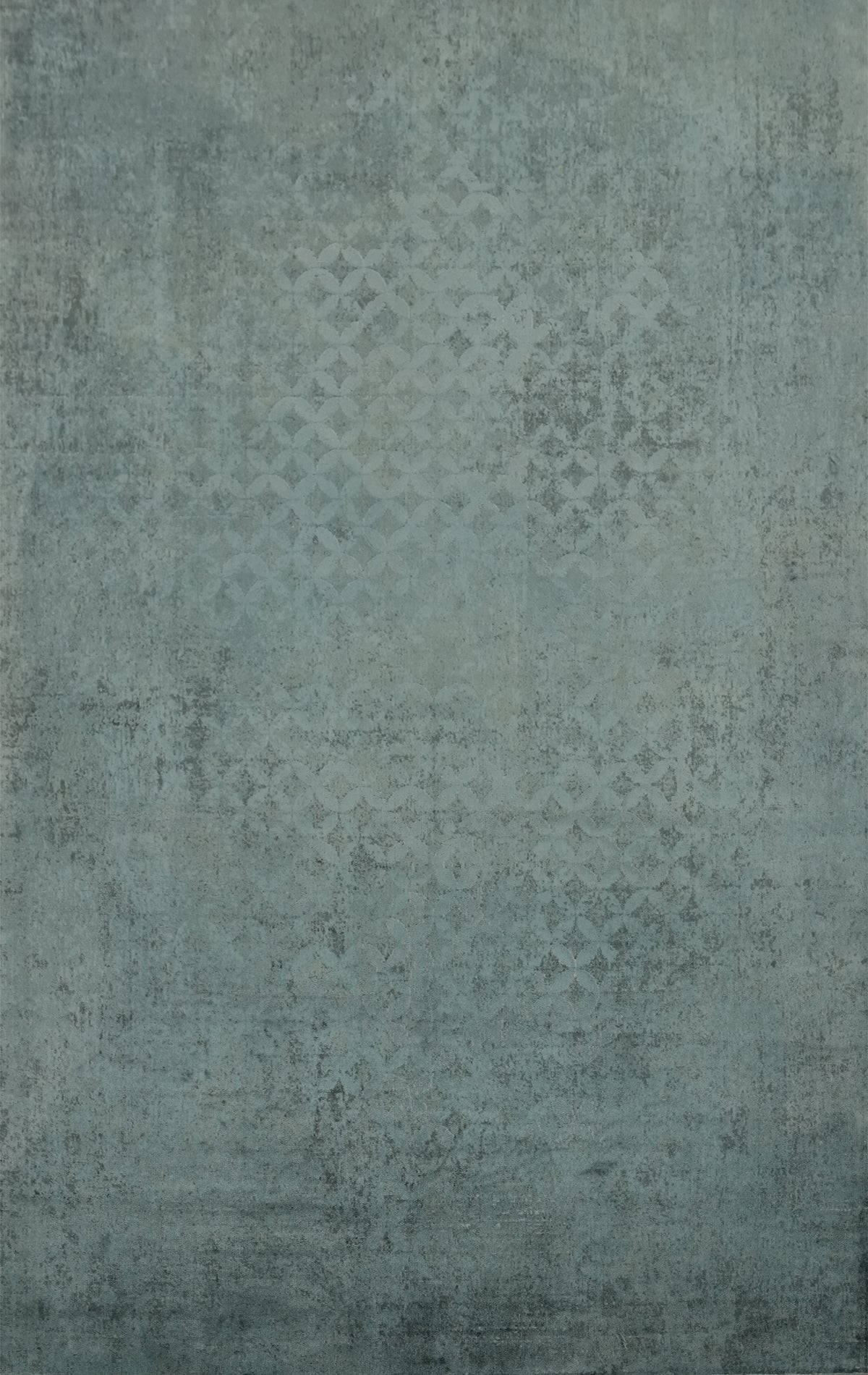 Elegant Blue Geometric Distressed Look Area Rug 5x7